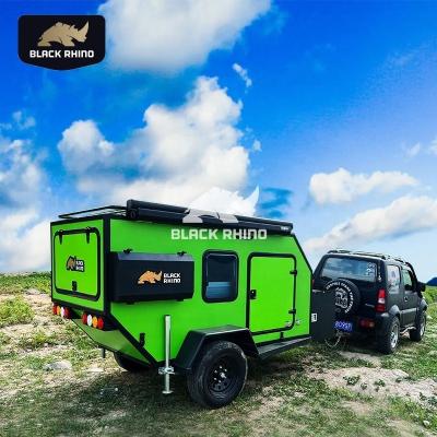 China Customized Lightweight Mini Caravan Trailer Flatpack Small Camper Trailer Camper Trailers For Sale Comes With RV Solar Panel for sale