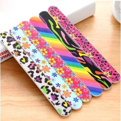 China For commercial & Home Use NAD019 Rainbow Sanding Nail File Colorful Printed Double Sided Nail Art Manicure Sanding File Buffer Grinds 100/180 Nail Tools for sale