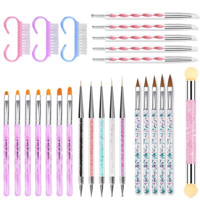 China Nail Art Kits with 7 Nail Design Painting Brush 5 Crystal Liner 5 Brushes and Sponge Stick 3pcs Dust Drawing Cleanings NAk006 Nak006 for sale