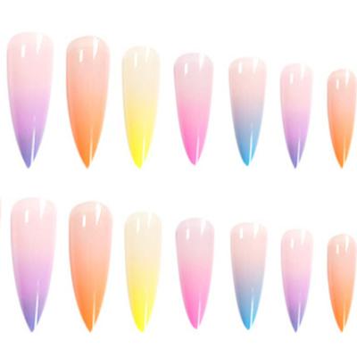 China French Gradient Color Full Cover NAF008 False Nails TIP Artificial Nail Art Candy Color Fake Nails Ballerina Nails Kit for sale