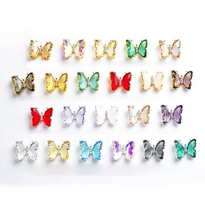 China For commercial & Home Use NAR004 22 Styles 3D Colorful Butterfly Charm Ornaments Nail Design Pixie DIY Acrylic Gem Nail Accessories Mixed Nail Decoration for sale