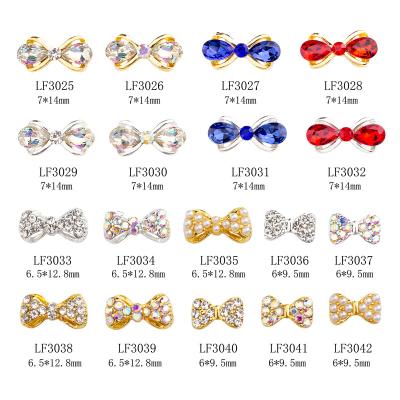 China For commercial & NAR006 18 styles 3D nail glitter rhinestone decoration Crystal Jewelry Gold Bow home use gem nails nail art glass accessories wholesale for sale