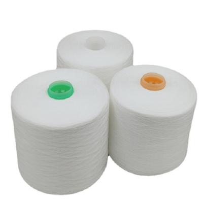 China 100% polyestergarens Raw White Garn Factory Direct Sale Geverfd Kleurrijk 40S/2 100% Polyester Spun Garns Te koop