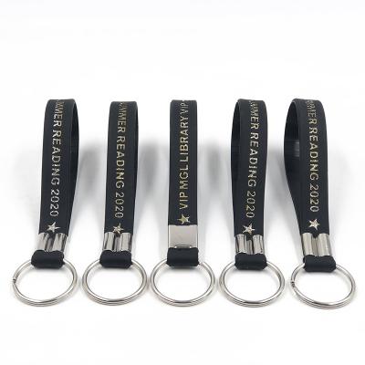 China Promotion China Supplier Custom Cheap Silicone Key Chain Bracelet Silicone Ink Injected Key Chain Bracelet for sale