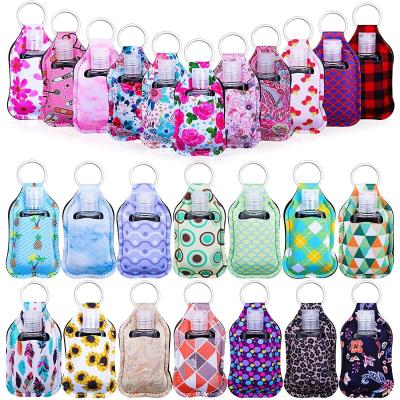 China Eco-Friendly Event Gift Neoprene Bottle Holder Key Chain Hand Sanitizer Holder Stock Design Neoprene Hand Sanitizer Bottle Holder for sale