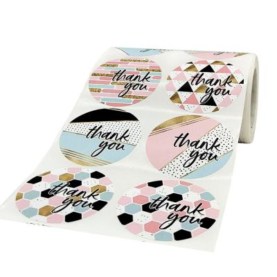 China Waterproof+Eco-friendly 8 Designs Thank You Stickers 2 Inch 500pcs Thank You Stickers Small Business 2 Inch Printing Round Sticker Roll for sale