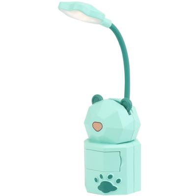 China Modern USB Charging Children Student Dormitory Reading Eye Night Light Cartoon Drawer Storage LED Table Lamp for sale