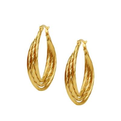 China Trendy Trendy Gold Color Stainless Steel Circle Earring For Women Multilayer Ear Jewelry Wholesale for sale