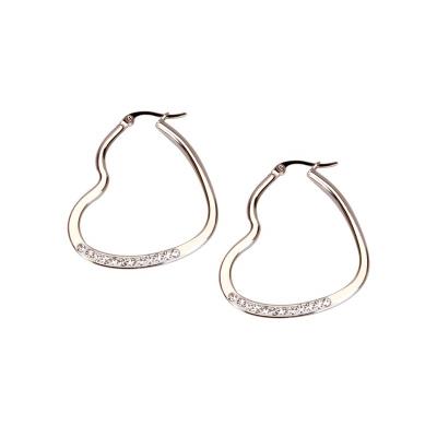 China Fashion TRENDY gold and silver color plated stainless steel with rhinestones heart circle earring for women for sale