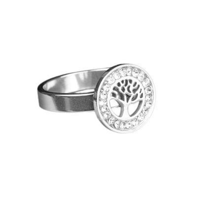 China Trendy Women Accessories Trendy Gold and Silver Color Stainless Steel Crystal Rhinestone Man Tree Rings for sale