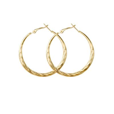 China Trendy Fashion Charm Twill Gold Color Plated 50mm Hoop Earrings For Women Daily for sale