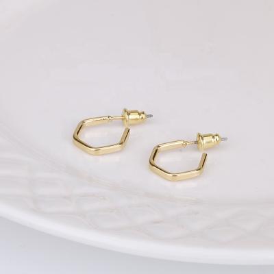 China Fashion TRENDY jewelry simple gold and silver color plated small five side stud earrings for women for sale