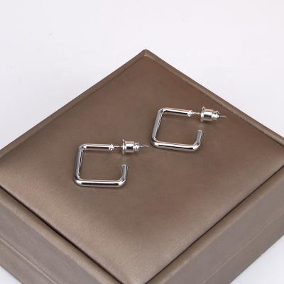 China Fashion TRENDY jewelry simple gold and silver color plated small square stud earrings for women for sale