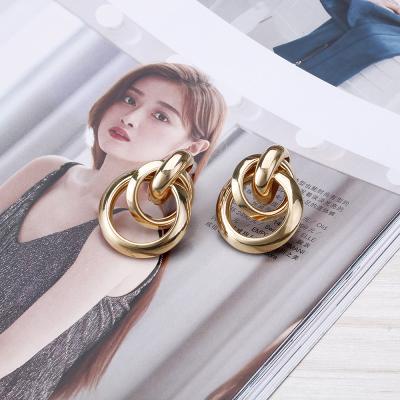 China TRENDY Classic Fashion Gold Color Plated Multilayer Ear Accessories Studs Earring For Women for sale