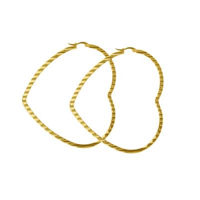 China Gold Trendy Simple Color Fashion Jewelry Earring Stainless Steel Large Heart Circle Earring For Women for sale