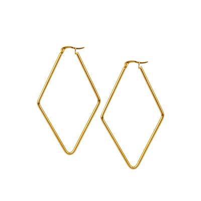 China TRENDY Single Ear Jewelry Gold Color Stainless Steel Rhombus Circle Earring For Women for sale