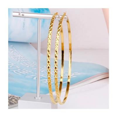 China FASHIONABLE Exaggeration Lattice Design Large Size Gold Color Plated Round Stainless Steel Circle Earring For Women for sale