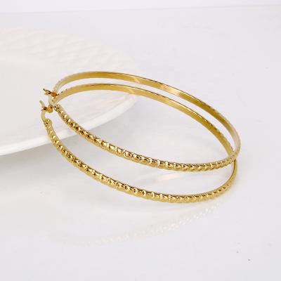 China TRENDY Fashion Gold Color Plated 70mm Circle Stainless Steel Women Big Hoop Earring for sale