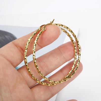 China Hgflyxu Gold Stainless Steel Big Circle Daily Party Earring 2022 Wholesale FASHIONABLE Earrings Jewelry for sale