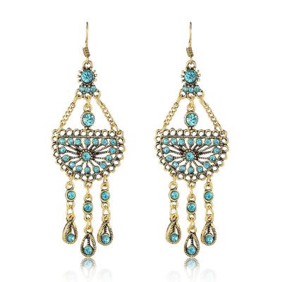 China Boho Temperament Retro Hgflyxu Female Hole Tassel Earrings Ear Jewelry Creative FASHIONABLE Semicircle Long Dangling Earrings for sale