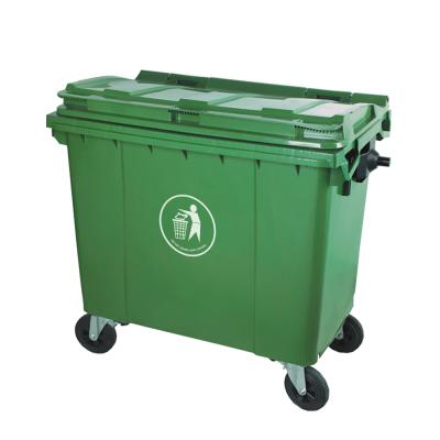 China Large 660 liter sustainable wheelie plastic waste bin with wheels for sale