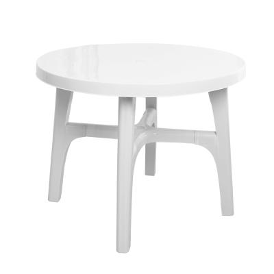 China Outdoor Plastic Round Table Outdoor Garden White Table With Umbrella Hole for sale