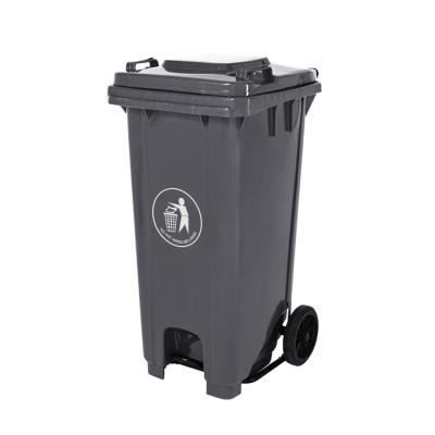 China Sustainable Outdoor Park Garbage Bin Rolled Pedal Plastic Bin for sale