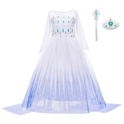 China Princess Elsa Cartoon Fancy Light Blue Movie Cosplay Costume Child Hot Dresses Summer Breathable Washable Eco-Friendly for sale