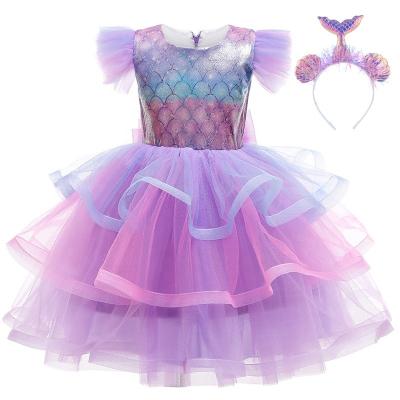 China New Arrival Kids Girls Birthday Halloween Toddler Breathable Little Mermaid Princess Dresses Dress Up for sale