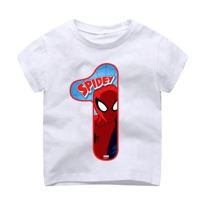 China New OEM Breathable Spiderman Kids Shirt 1-9Y Custom Birthday Party Printed Short T-shirt For Kids Boys for sale