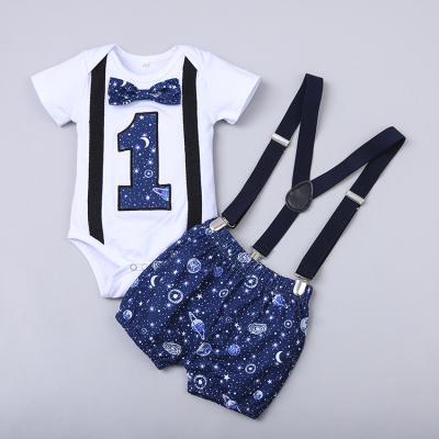 China Cotton Summer Baby Boys Clothing Boutique Newborn Outfit Custom Design Handsome Clothing Set for sale