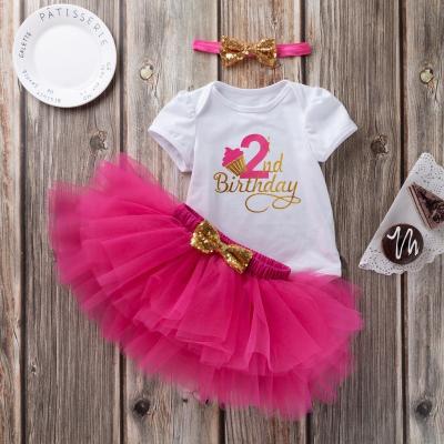 China Fashion Baby Boutique Breathable Fancy Cute Sweet Birthday Clothes Newborn Dresses Clothing Set for sale