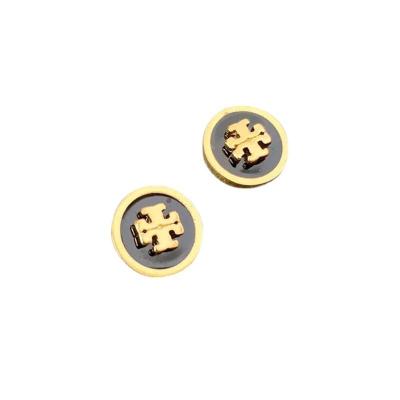 China 2022 TB High End Enamel Color Luster Popular Luxury Earrings FASHIONABLE Double T Light Metal Logo Earrings Inlaid Earrings For Women for sale