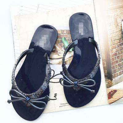 China Jieyang Anti-slippery Women's Sale Fashion Beach Slippers Summer Flip Flops Lady Plastic Jelly Shoes Plated Bow Shoes For Girls for sale