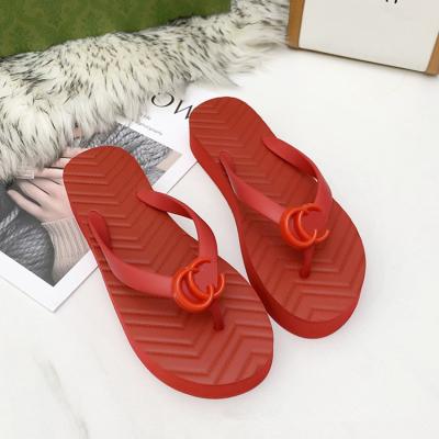 China 2022 Small Book Clip Feet Women's Flat Bottom Slippers Red Thick Bottom Herringbone EVA Anti-slippery G Freeze Shoes for Women and Ladies for sale