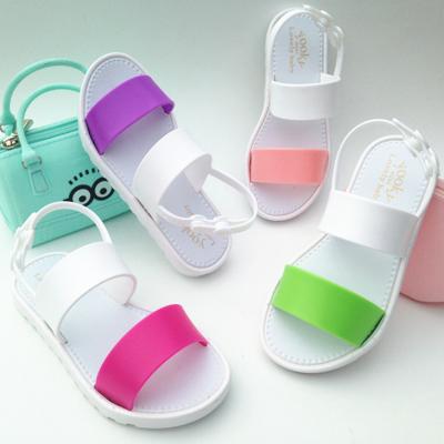 China 2020 New Children's Fashion Anti-slippery Open Toe Beach Color Matching Children's PVC Jelly Princess One-piece Shoes Summer Toe Shoes for sale