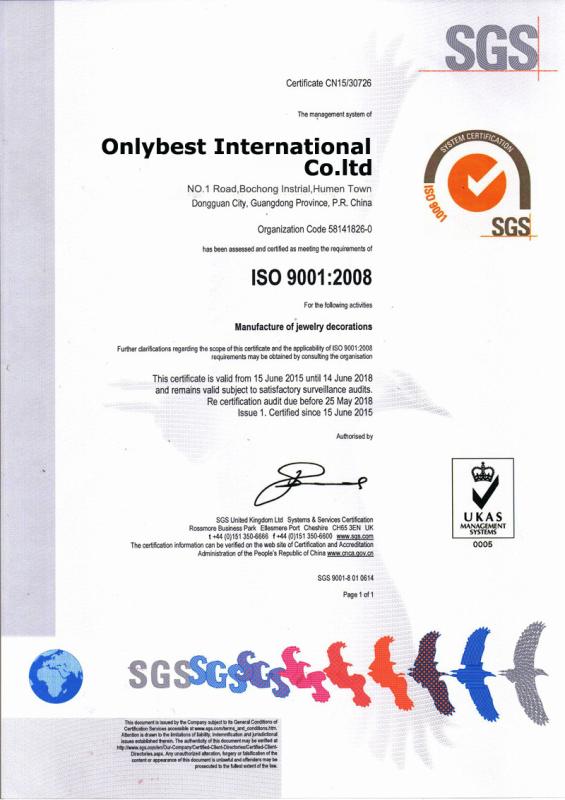 ISO 9001:2008 - Onlybest Int'l Co.ltd-Italy Brand Cotto Jewellery