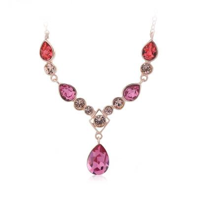 China Ref No.: 105036 Happy tears crystal gemstone necklaces heart to heart jewellery hearts jewelry for sale