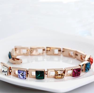 China 305003 Rosegold Multi-colors Red lock bangles colored crystal jewelry for fashion accessories store online jewelry sites for sale