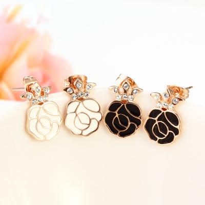 China 406035 Jet rose love earings plated gold earrings melbourne friendship jewellery australia online store jewelry shop for sale