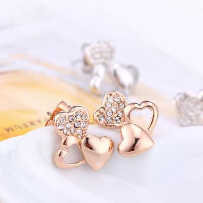 China Ref No.: 406042 Heart interlocking Earring european jewellery designs buy gold jewelry for sale