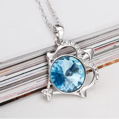 China 140233 Aquamarine Sagittarius Necklaces constellation jewelry wholesale distributors-december birthstone pendant online for sale