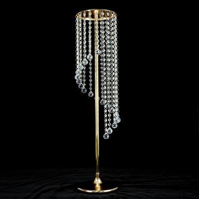 China Romantic Wedding Table Centerpieces Crystal Party Road Lead Home Decoration Metal With Chain Flower Stand Wedding Wholesales for sale