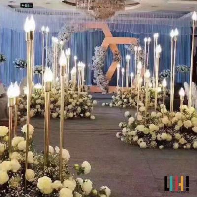 China Wholesale Luxury Classic 5 Arm Silver Gold Flame for Decoration Plated Stage Star Road Lights T Platform Wedding Star Road Lights for sale