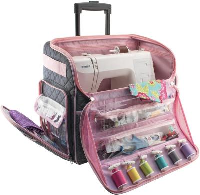 China 100% Eco-friendly Luxury Stitched Sewing Tool Bags Rolling Trolley Bag Storage Case Trolley Bag for sale