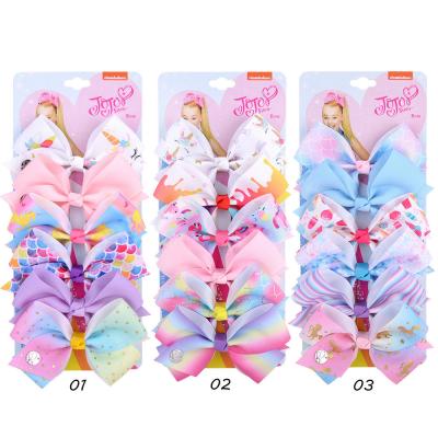 China Cute Fashion RARA JOJO Siwa Bows Hair Clips For Girls Unicorn Grosgrain Ribbon Hair Accessories Barrettes For Toddler for sale