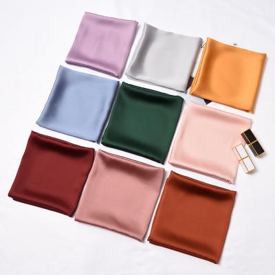 China Custom RARA 70*70cm square summer spring neck scarves accessories plain color silk satin square scarf for women for sale