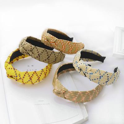 China Wholesale Custom Straw Plastic Hair Band Handmade Raffia Summer Straw Headbands RARA Knot Headband For Women for sale