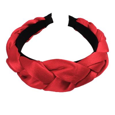 China Women's Fabric Headbands RARA Fashion Women Twist Satin Braided Headband Solid Color Knotted Wide Edge Hair Loop Hair Accessories for sale