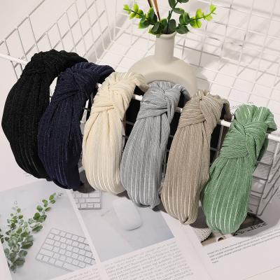 China women fashion to fabric headband RARA wholesale girls women fashion to headband hair accessories simple design pure color fabric knotted headband for sale